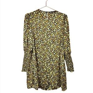 Zara Puffer Sleeve Floral Mini Dress Yellow Size Small